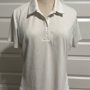 Adidas White Short Sleeve Polo Button Down Golf Shirt